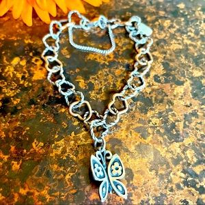 James Avery Connected Hearts Twist Bracelet Sz.S Mariposa Butterfly Charm